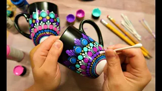 EASY Dot Mandala MUG Painting Using ONLY Qtip Toothpick Pencil | How To Lydia May