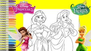 Disney Princess Makeover as Disney Fairies Tinker Bell and Rosetta Coloring Book Pages