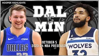 Dallas Mavericks vs Minnesota Timberwolves Full Game Highlights | Oct 5 | 2023-24 NBA Preseason