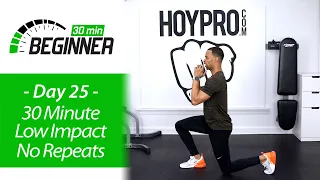30 MIN BEGINNER Low Impact No Repeat Home Workout | BEGINNERS 25