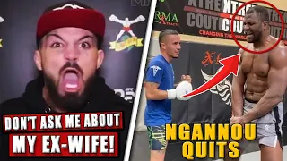 Mike Perry GOES ABSOLUTELY CRAZY after being asked about his ex-wife, Ngannou quits after body shots