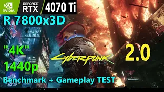Cyberpunk 2077 2.0 RTX 4070 Ti Ryzen 7 7800x3D, 1440p, 4K DLSS 3.5 Benchmark + Gameplay TEST