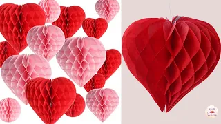 DIY Tissue Paper Honeycomb Ball||Paper Decorations ideas|DIY Paper Ball|DIY Valentines Day Crafts