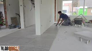 Installing tiles on the floor 60×60, Tegels op de vloer plaatsen60×60 , ۶۰×۶۰ نصب کاشی کف