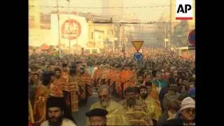 Serbia - People march in religious ceremony