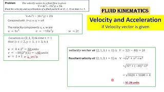 Velocity acceleration numerical | Fluid Mechanics | Fluid Kinematics