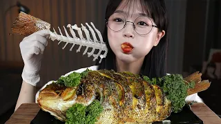 ASMR GRILLED SNAPPER🐟 | COOKING & MUKBANG | EATING SOUNDS