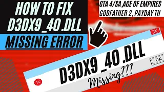 How to fix The program can't start d3dx9_40.dll Missing/ was Not found Error Win 10/11/7 32/64 bit