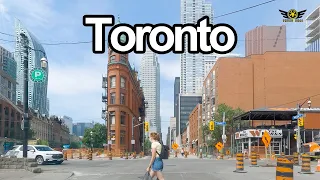 Toronto Ontario Canada driving Queen Street Front Street (4K)