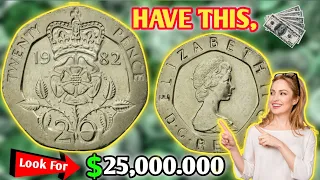 UK 1982 Great British Elizabeth 20 Pence Coin Value | How Much is a 1982 Twenty Pence Worth?