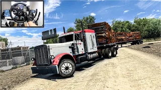 Hauling Scraped Cars Across the State With Old Worn Truck - American Truck Simulator - Moza R9 Setup