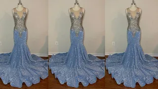 How to sew a sequin prom dress with bodice applique and circle skirt train (DIY)