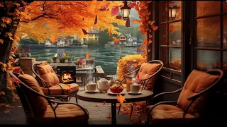 Gemütliches Herbstcafé am See mit Kamin und entspannender Ambientemusik - Musik zum Entspannen