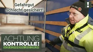 "Wenn man langsam fährt muss man nicht bremsen!" 😏 Gefahrgut nicht gesichert! | Achtung Kontrolle