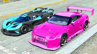 Nissan GTR Pink Nightmare vs Bugatti Bolide - Drag Race