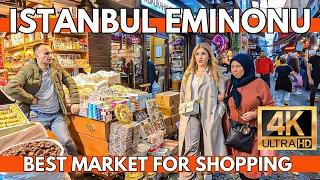 ISTANBUL TURKEY 2023 BEST MARKET FOR SHOPPING EMINONU WALKING TOUR | 4K UHD 60FPS