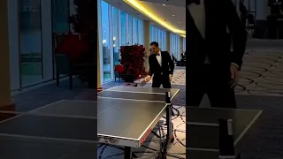Just Roger Federer casually playing table tennis in a suit 😎 #Shorts