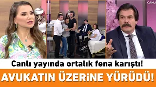 Canlı yayında ortalık karıştı! Mustafa avukatın üzerine yürüdü!