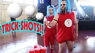 CRAZY BEER PONG TRICK SHOTS AT WORLDS LARGEST BEER PONG TOURNAMENT!