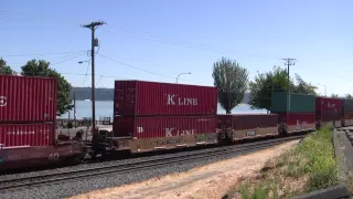 UP 7366 Leads A Stack Train @ Old Town Tacoma, WA w Canon HF11