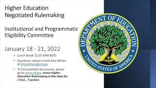 Institutional and Programmatic Committee Meeting PM Session January 18, 2022