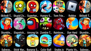 Roblox,StickWar Legacy,Rainbow Garten Survivor,Tom Friends,Plants vs Zombies,Subway Hero Run,Snake.i