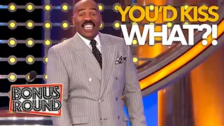YOU'D KISS WHAT?! Steve Harvey Can't Believe Some Of These Answers On Family Feud USA