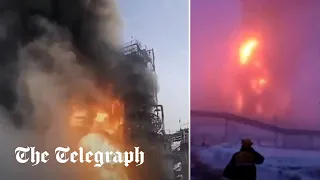 Ukrainian drone strike hits Russian oil refinery
