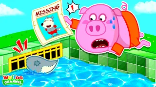 What Happen to Wolf Stuck in the Pool Drain 🥺 - Cartoon for Kids 👶@CuteWolfVideos