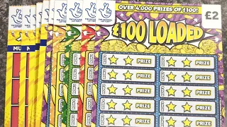£100 Multiplier v £100 loaded scratch cards £20 in play