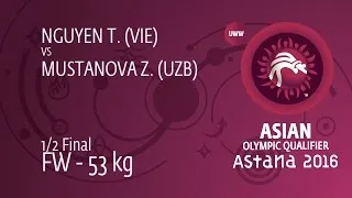 1/2 FW - 53 kg: T. NGUYEN (VIE) df. Z. MUSTANOVA (UZB) by FALL, 4-5