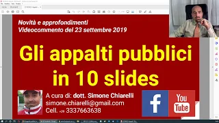 Gli appalti pubblici in 10 slides (23/9/2019)