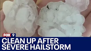 Homeowners clean up after severe hailstorm