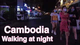 Walking tour in Phnom Penh City at night | nightlife in Cambodia