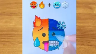 Hot+Cold || Emoji Mixing Satisfying Art  #creativeart  #satisfying #Farjanadrawingacademy