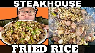 Steak and Mushroom Fried Rice on the Griddle - Easy Steakhouse Fried Rice Recipe