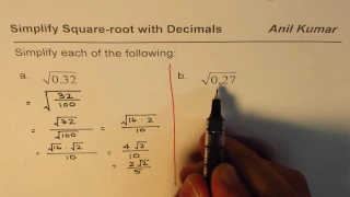 Simplify Square-roots with Decimals