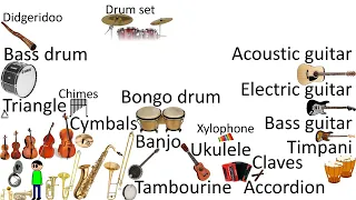 Musical instruments size comparison without music