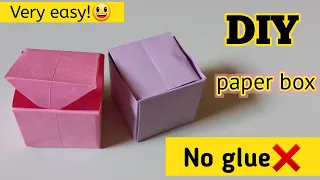 DIY paper box|How to make paper box|Papar gift box|No glue paper craft|No glue craft|Origami box