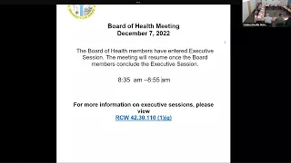 December 7, 2022 Board of Health Meeting