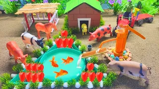 DIY mini Farm Diorama with house for Cow, Pig | Mini Hand Pump Supply Water Pool for animal #4