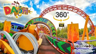 VR 360 5K Slinky Dog Dash Roller Coaster On Ride Front Seat POV Walt Disney World 2022 10 24