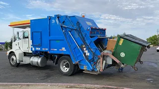 Ponderosa Pakmor Rear Loader Garbage Truck on Recycling Dumpsters