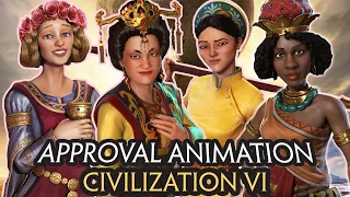 ALL LEADERS APPROVAL DIALOGUE QUOTE & ANIMATION COMPILATION (67) - CIV VI (ORDER BY LEADER NAME)