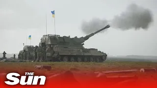 Ukrainian artillery recruits train on UK-supplied AS90 self-propelled gun