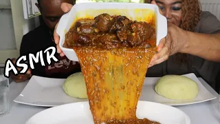 Big bites 😫 fufu and okra + Ogbono soup 🍲 eating challenge 😋
