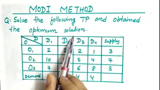 Lec-25 Modi Method Transportation Problem in hindi | Operation research  I  Modi Method Using Vam