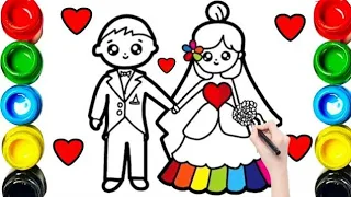 Wedding Picture Drawing,Painting and Coloring for Toddler| Let's Learn How to Draw Easy|how to draw