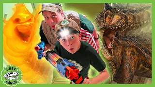 Dinosaurs in Haunted Cabin! Ghost and Dinosaur Family Video | T-Rex Ranch Dinosaur Videos for Kids