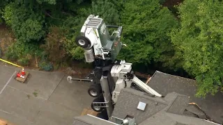 Aerials of crane collapse on home in Issaquah